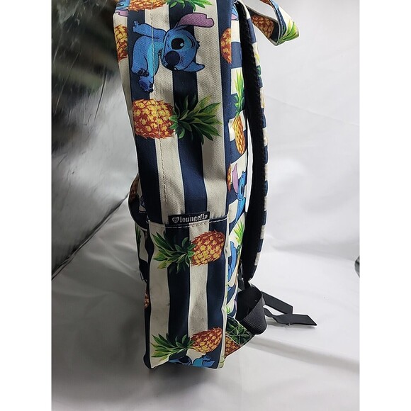 Disney Loungefly Lilo & Stitch Pineapple Large Striped Nylon Women’s Backpack - Picture 7 of 16